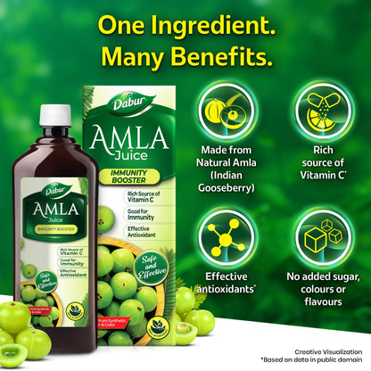 Dabur Amla Juice, 1L, Natural Herbal Supplement, Ayurvedic Formula - back view