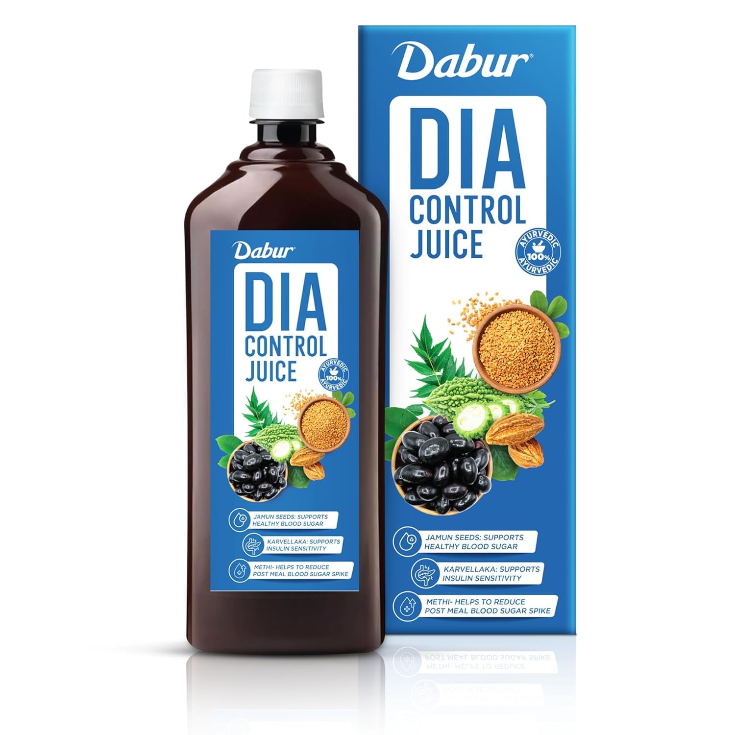 Dabur Dia Control Juice, 1L, Ayurvedic Herbal Supplement with Karela, Amla, Jamun & 13 Herbs