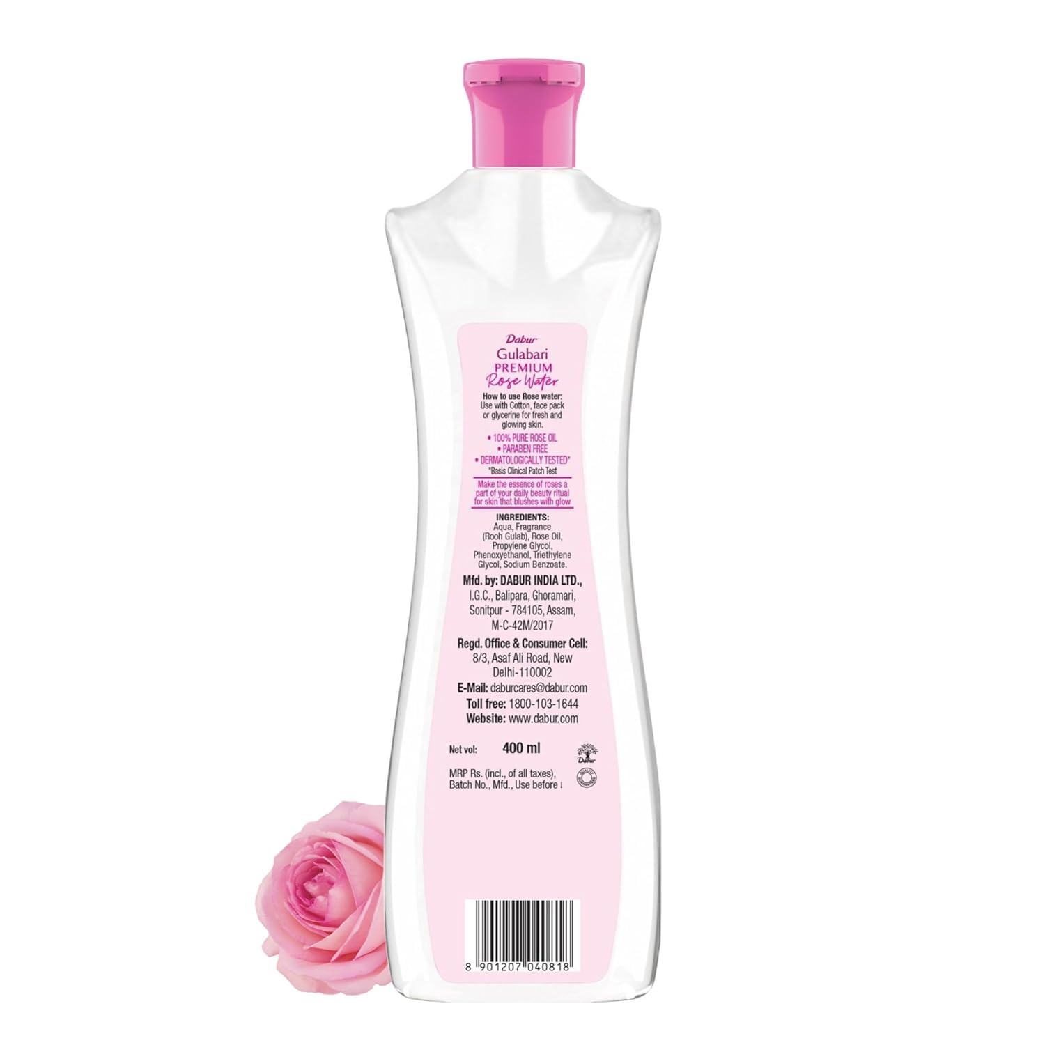 Dabur Gulabari Pure Rose Water Facial Toner, Rose Water, No Preservatives, All Skin Types - label detail (13)