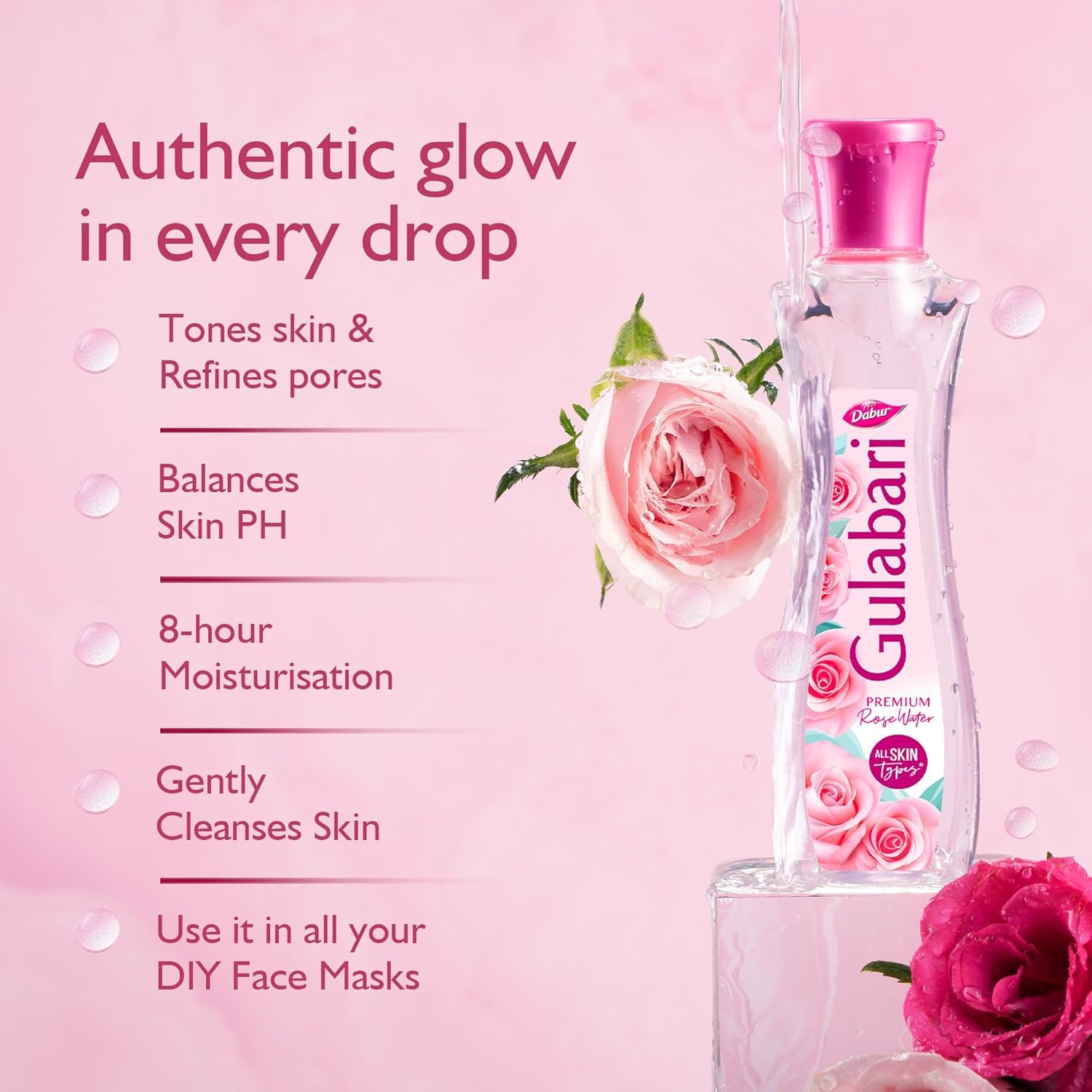 Dabur Gulabari Pure Rose Water Facial Toner, Rose Water, No Preservatives, All Skin Types - ingredients panel (23)