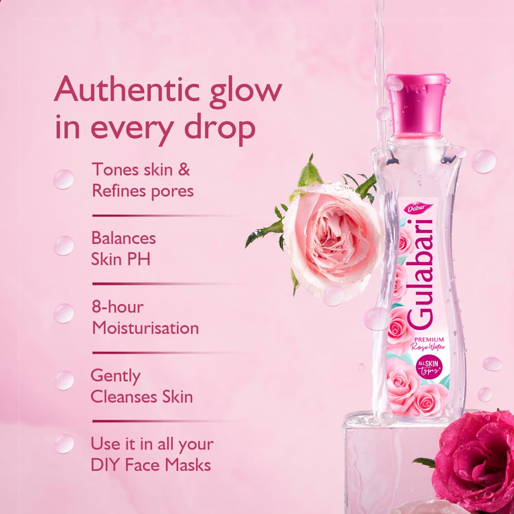 Dabur Gulabari Pure Rose Water Facial Toner, Rose Water, No Preservatives, All Skin Types - ingredients panel