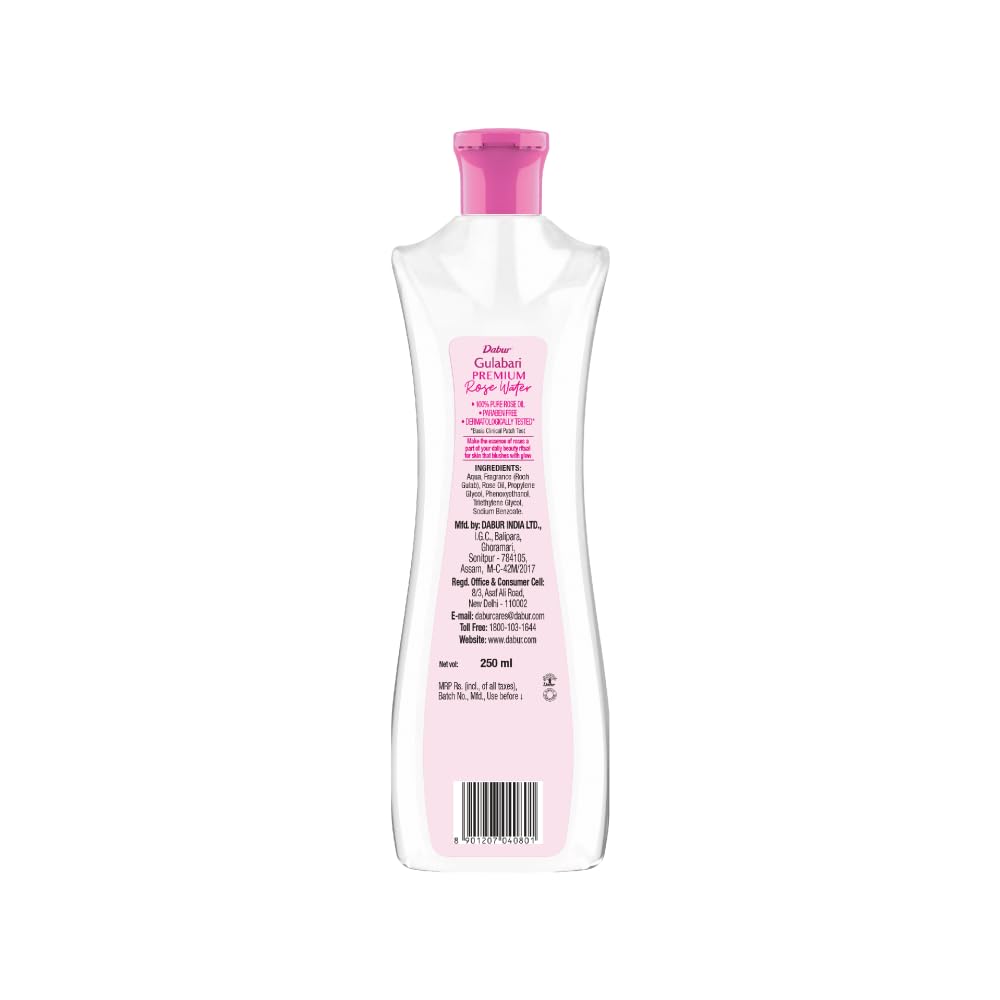 Dabur Gulabari Pure Rose Water Facial Toner, Rose Water, No Preservatives, All Skin Types - size and scale
