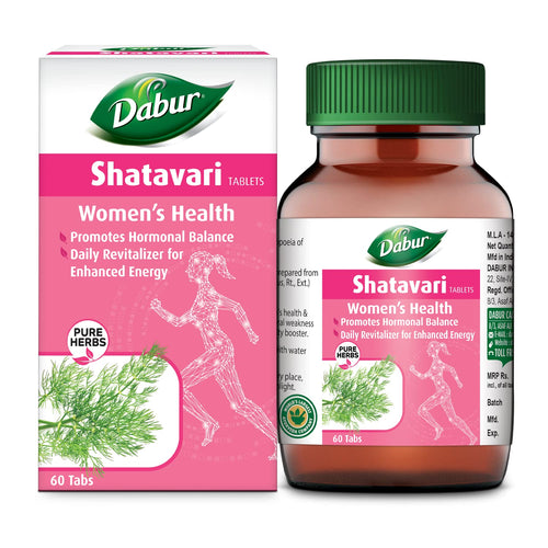 Dabur Shatavari Tablets, 60 Count, Women's Wellness Dietary Supplement, 34g