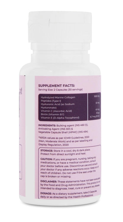 Danamays Collagen Beauty Capsules, Marine Collagen 1000mg, 60 Count, with Hyaluronic Acid, Vitamin C, E and Biotin - close-up
