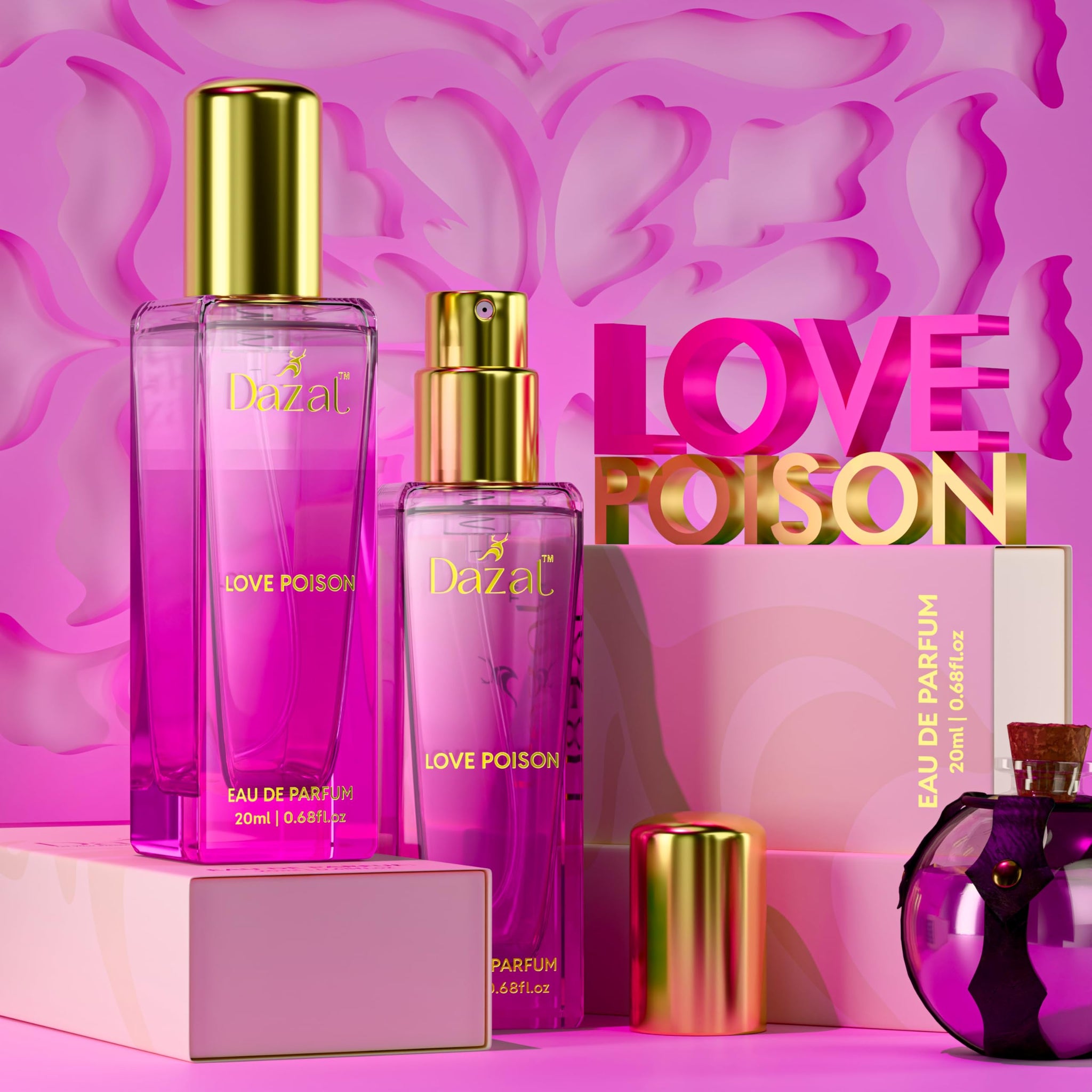 DAZAL Love Poison Eau de Parfum for Women, 20ml, Long-Lasting Fragrance - label detail