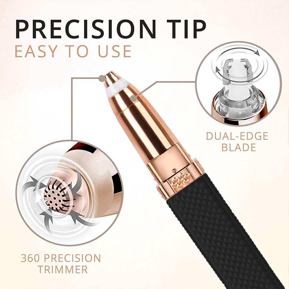 DDN_R_ 2-in-1 Eyebrow Trimmer and Epilator for Women, Rechargeable, with LED Ring Light, Black - label detail