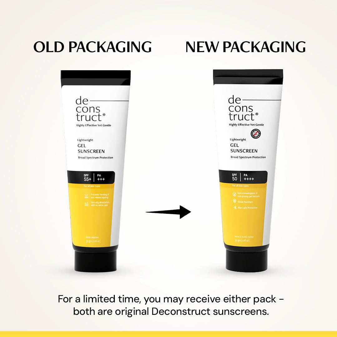 Deconstruct Gel Sunscreen SPF 50 PA++++ for Oily Skin - Lightweight, Non-Greasy, No White Cast, Broad Spectrum - front view (