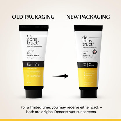 Deconstruct Gel Sunscreen SPF 50 PA++++ for Oily Skin - Lightweight, Non-Greasy, No White Cast, Broad Spectrum - front view