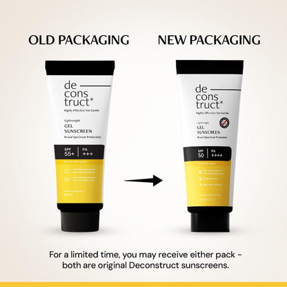 Deconstruct Gel Sunscreen SPF 50 PA++++ for Oily Skin - Lightweight, Non-Greasy, No White Cast, Broad Spectrum - front view (