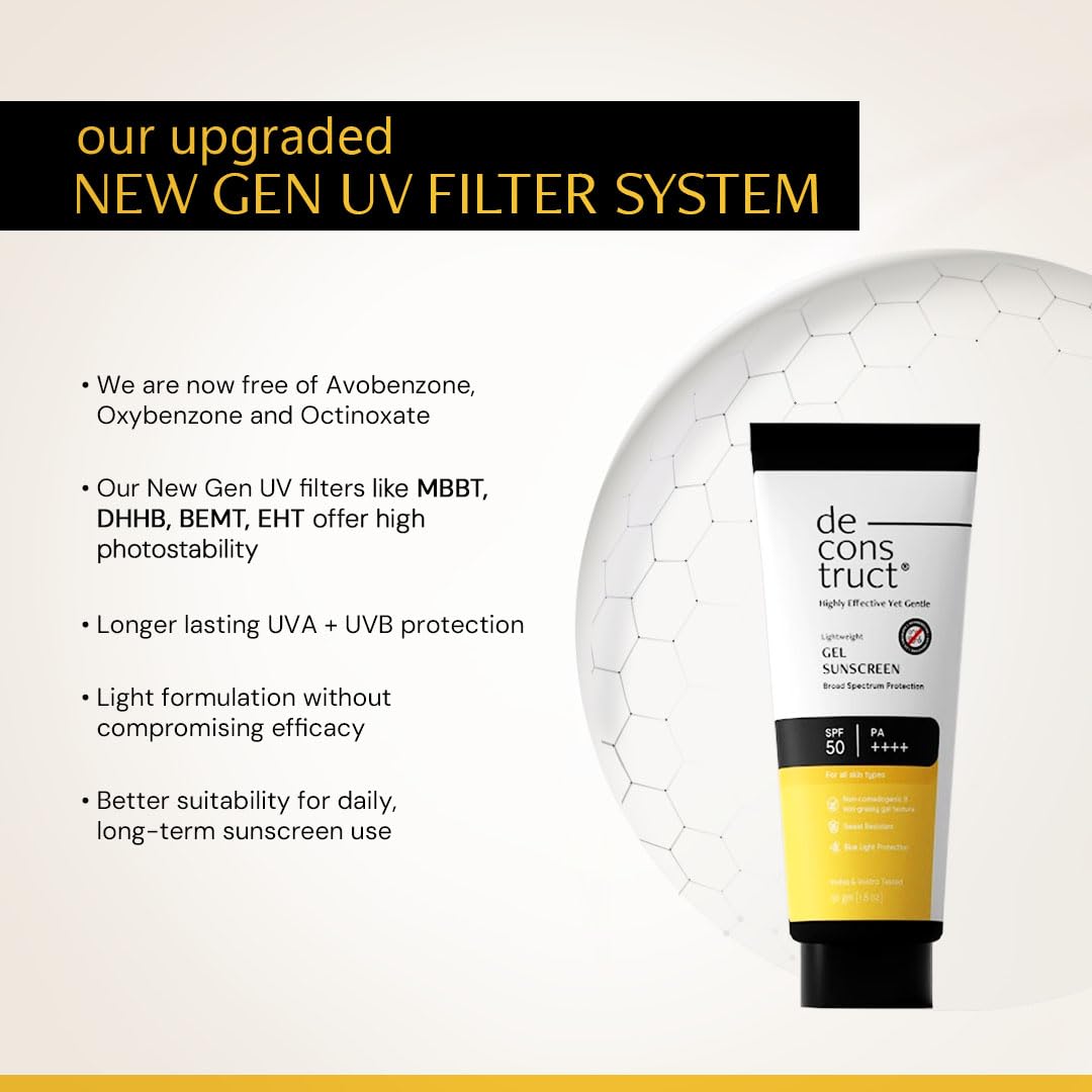 Deconstruct Gel Sunscreen SPF 50 PA++++ for Oily Skin - Lightweight, Non-Greasy, No White Cast, Broad Spectrum - back view