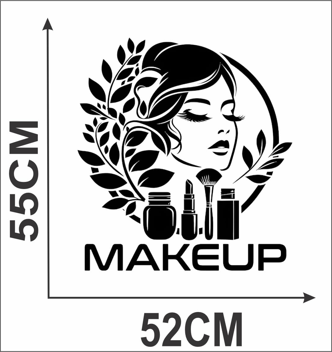 DECORAURA Makeup Wall Sticker, 52x55 cm, PVC Vinyl Self-Adhesive Wall Decal, Traditional Black Art Style for Beauty Salon & H