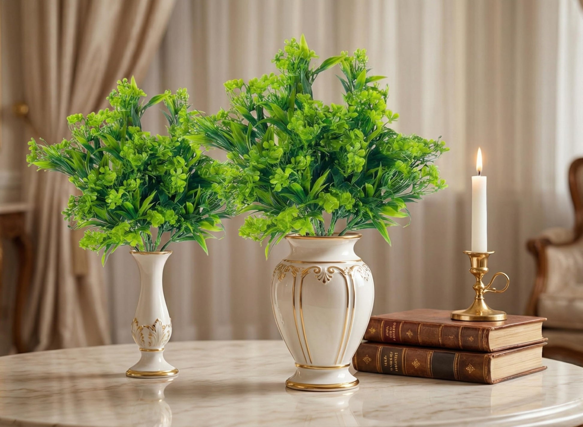 Dekorly 30CM Artificial Greenery Bush, Pack of 2, Designer Faux Leaf Bunch for Indoor Styling - label detail (11)