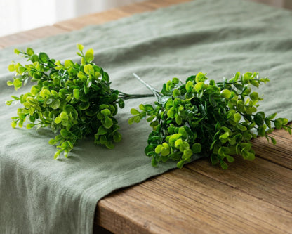 Dekorly 30CM Artificial Greenery Bush, Pack of 2, Designer Faux Leaf Bunch for Indoor Styling - front view (20)