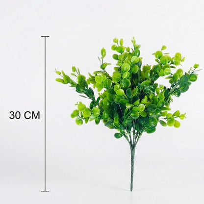 Dekorly 30CM Artificial Greenery Bush, Pack of 2, Designer Faux Leaf Bunch for Indoor Styling - back view (21)