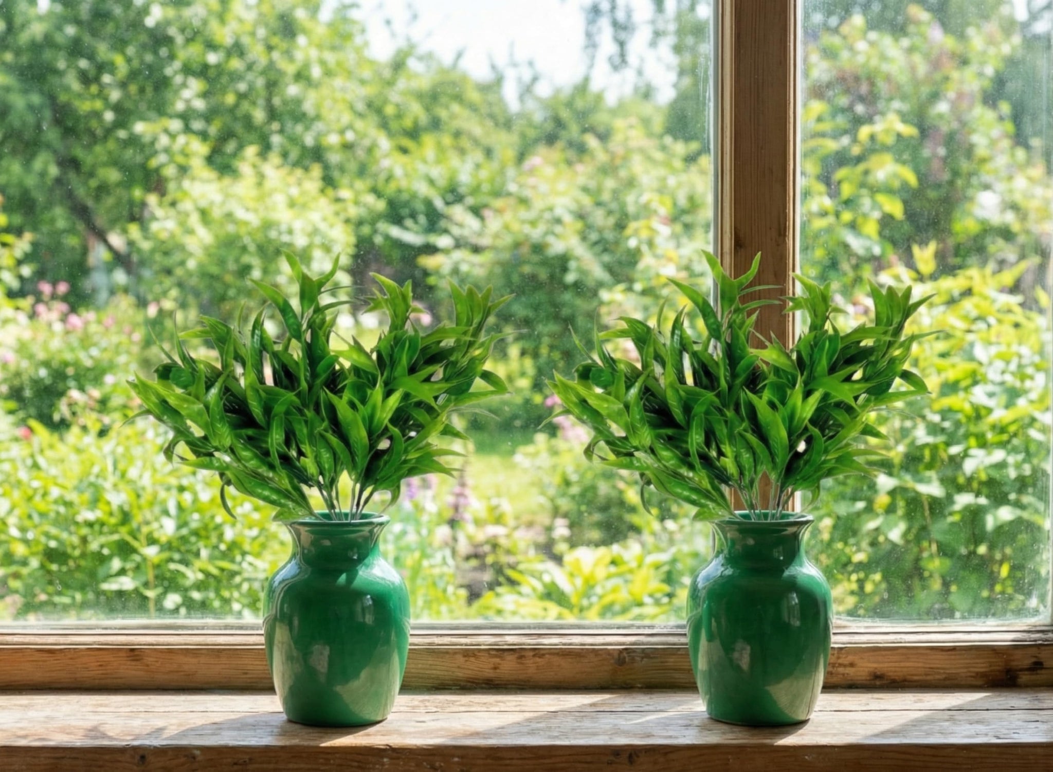 Dekorly 30CM Artificial Greenery Bush, Pack of 2, Designer Faux Leaf Bunch for Indoor Styling - label detail (29)