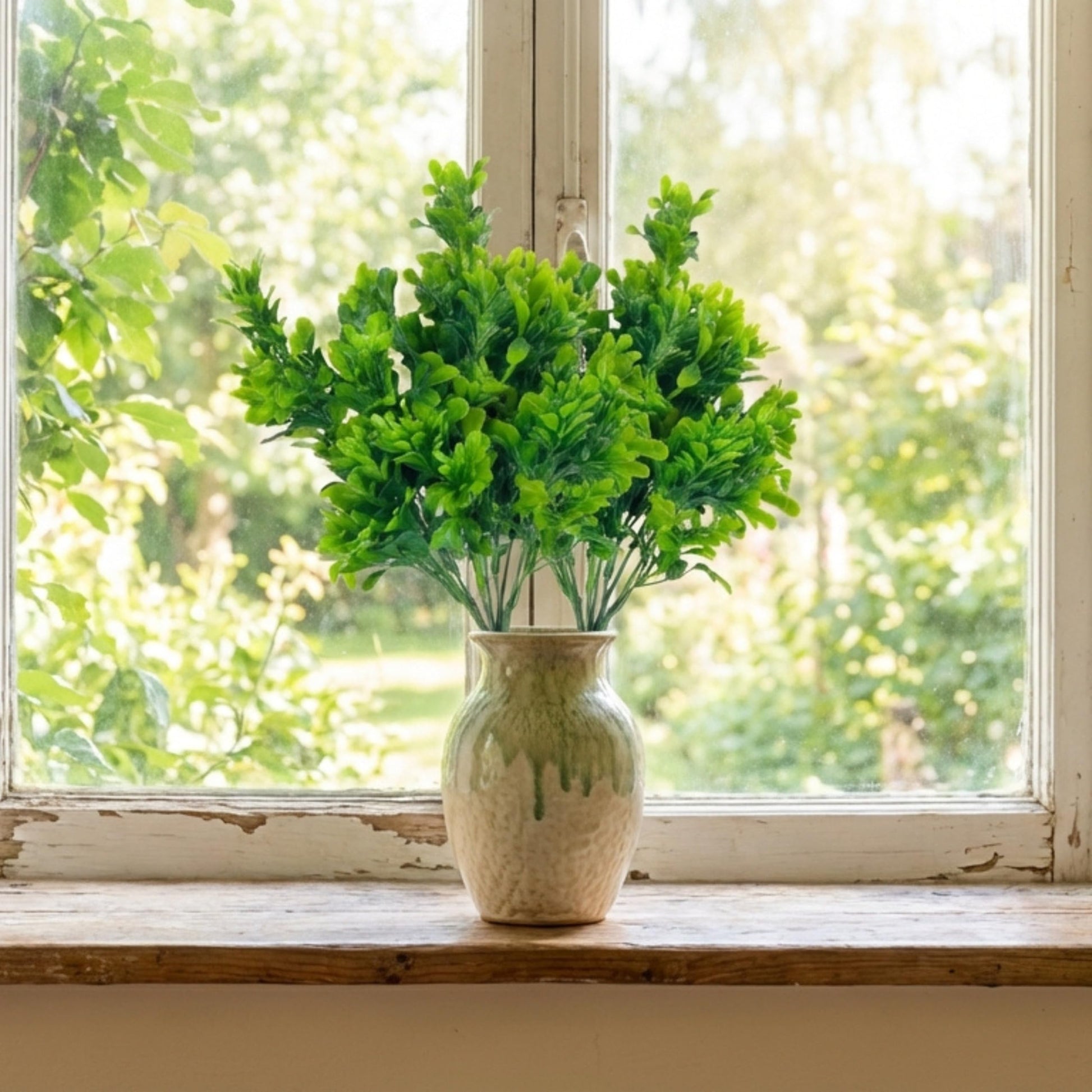 Dekorly 30CM Artificial Greenery Bush, Pack of 2, Designer Faux Leaf Bunch for Indoor Styling - label detail (35)