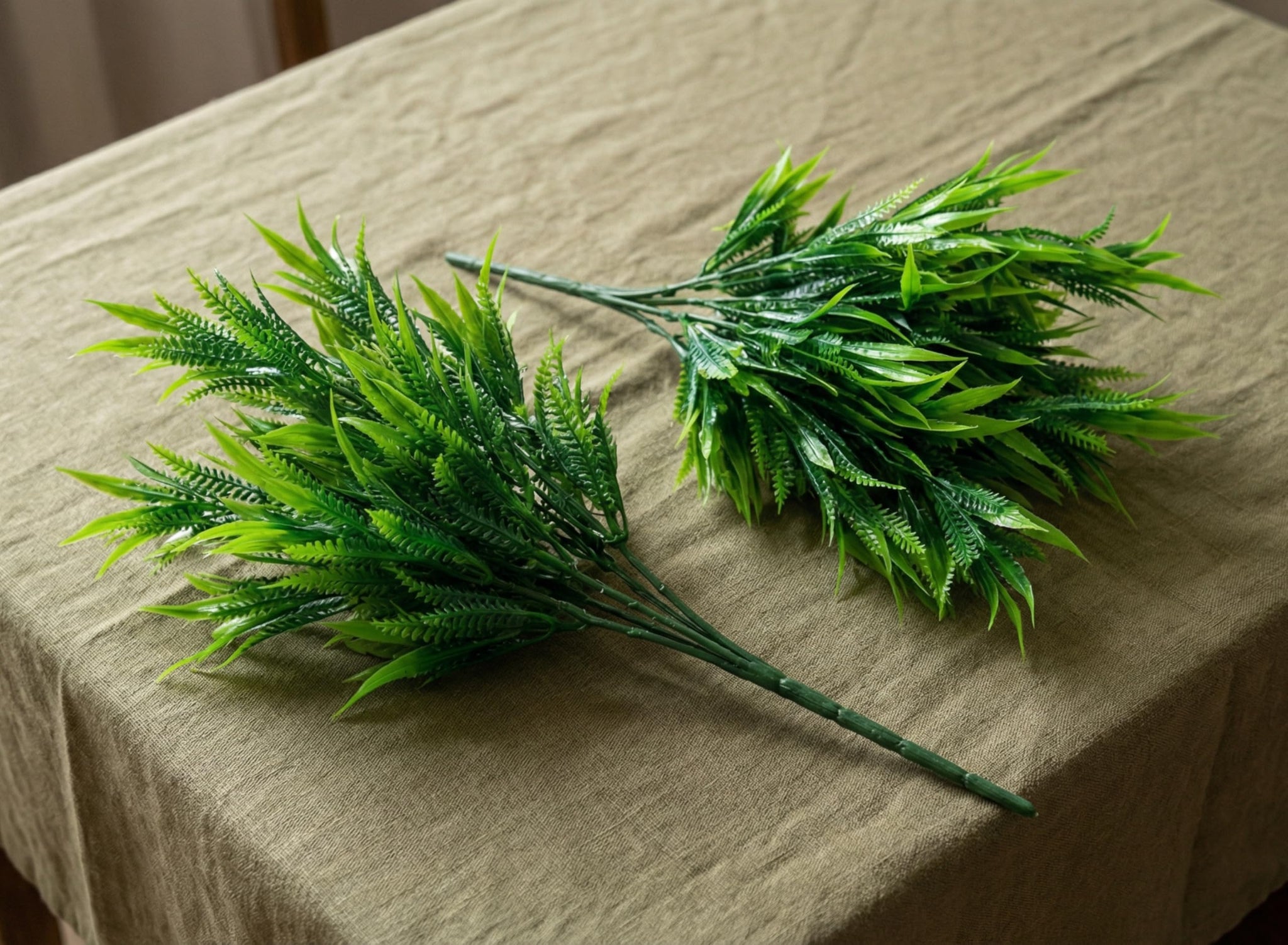 Dekorly 30CM Artificial Greenery Bush, Pack of 2, Designer Faux Leaf Bunch for Indoor Styling - front view (38)