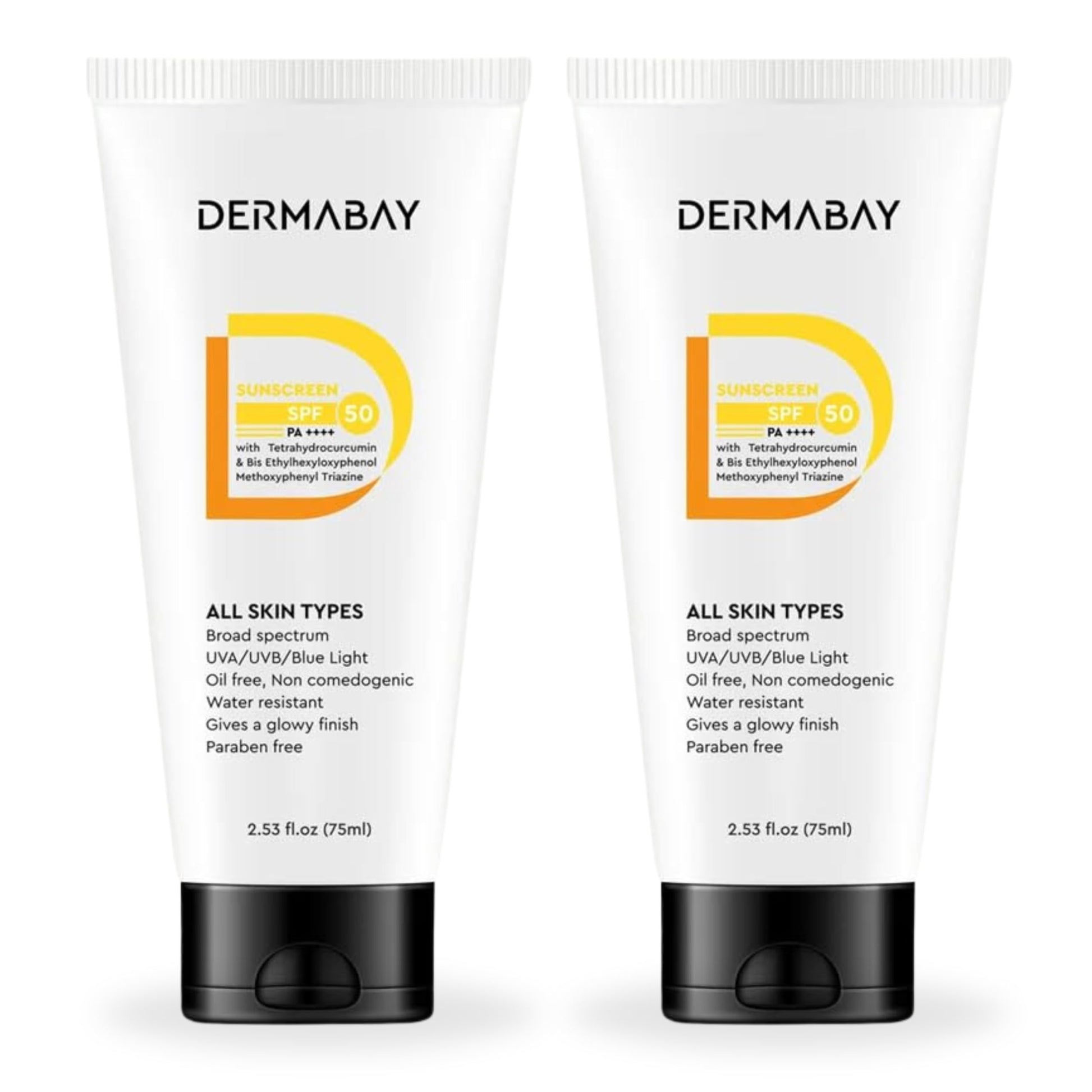 Dermabay Sunscreen SPF 50 PA++++ Invisible Glowy Finish, Quickly Absorbing, for Summer and Humid Weather, Water Resistant, Sw