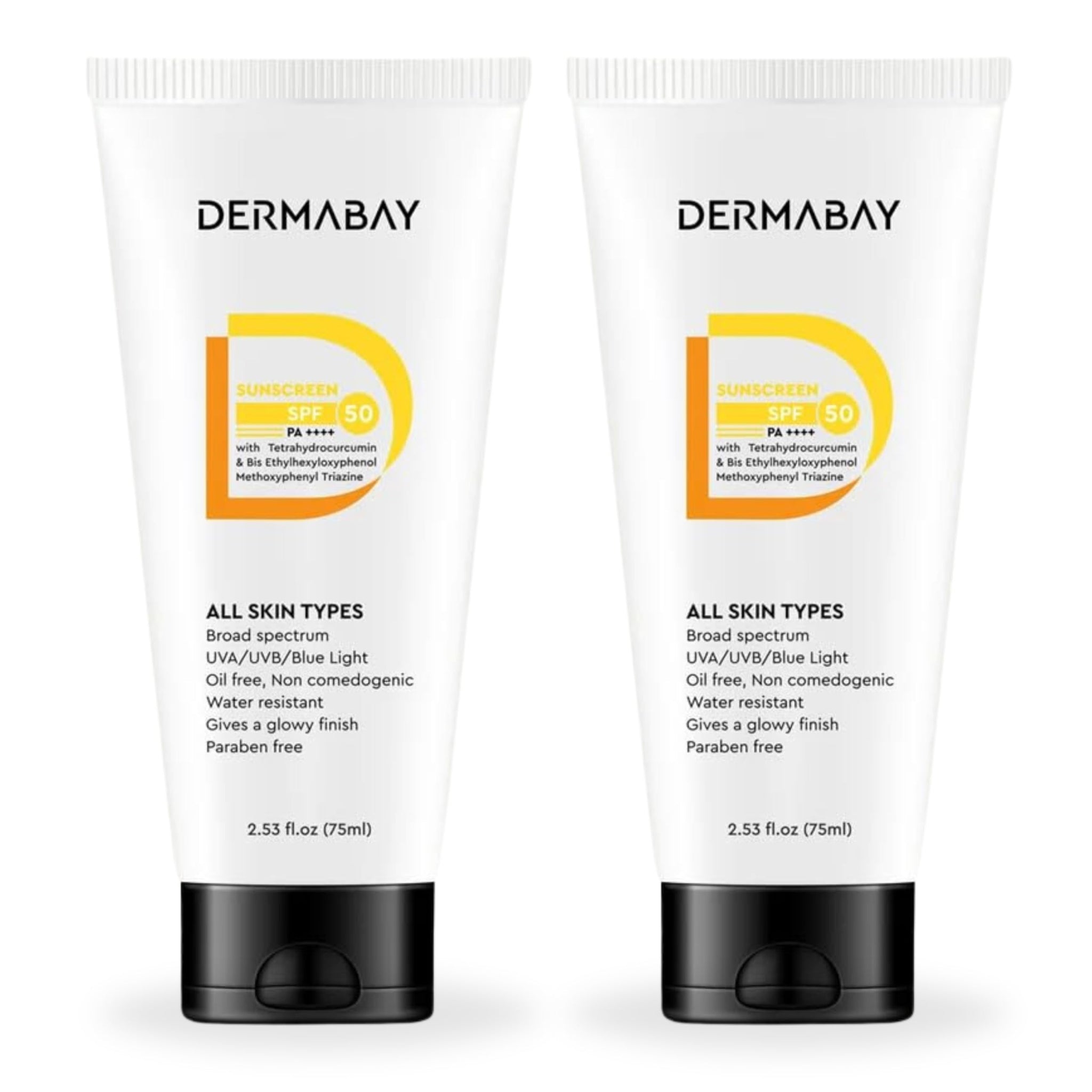 Dermabay Sunscreen SPF 50 PA++++ Invisible Glowy Finish, Quickly Absorbing, for Summer and Humid Weather, Water Resistant, Sw