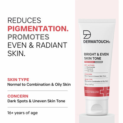 DERMATOUCH Bright & Even Tone Face Wash with Niacinamide, Vitamin E and Kojic Acid, Unisex - packaging (11)