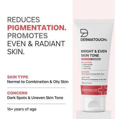 DERMATOUCH Bright & Even Tone Face Wash with Niacinamide, Vitamin E and Kojic Acid, Unisex - packaging (17)