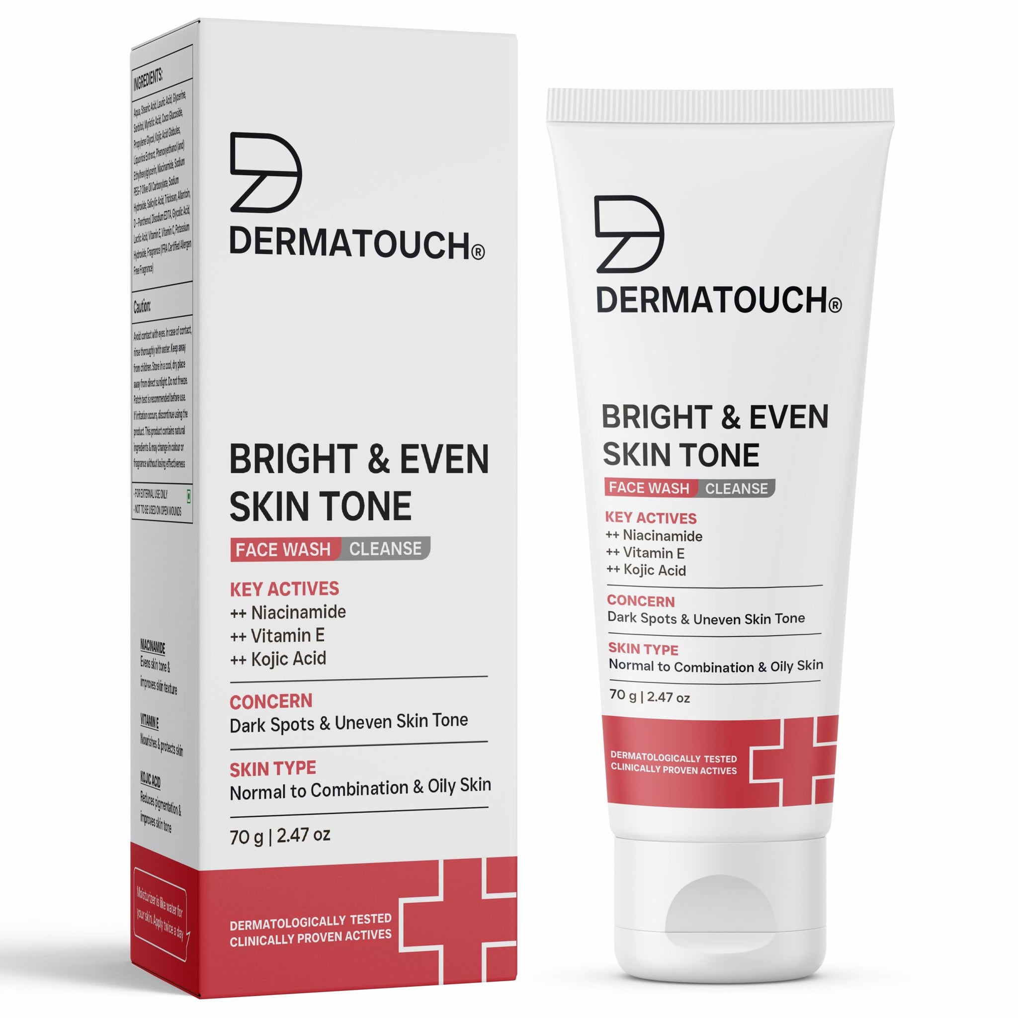 DERMATOUCH Bright & Even Tone Face Wash with Niacinamide, Vitamin E and Kojic Acid, Unisex (9)