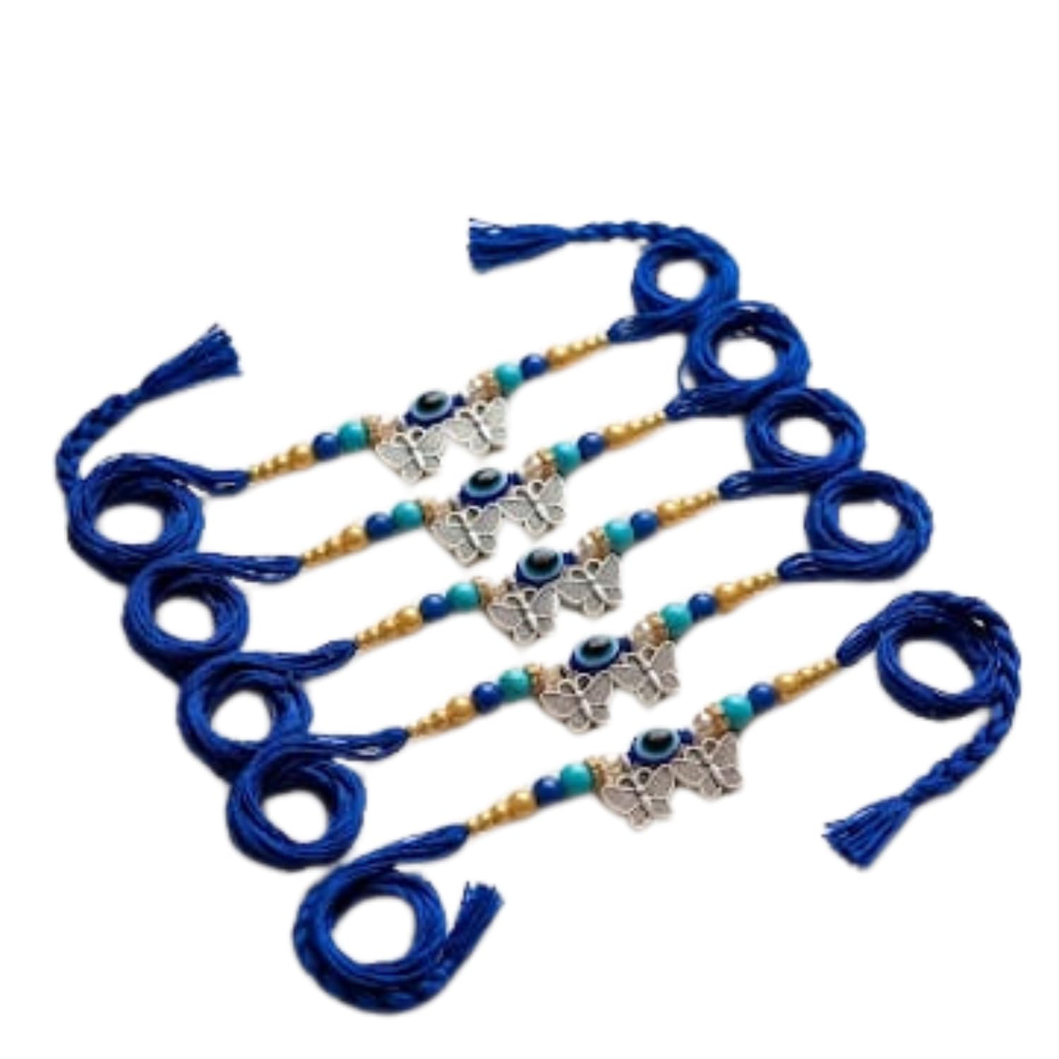 Designer Rakhi for Brother | Braided Thread Rakhii Combo Set | Traditional Raksha Bandhan Rakhis with Stone Work, Rudraksha &