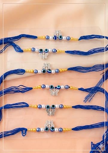 Designer Rakhi for Brother | Braided Thread Rakhii Combo Set | Traditional Raksha Bandhan Rakhis with Stone Work, Rudraksha &
