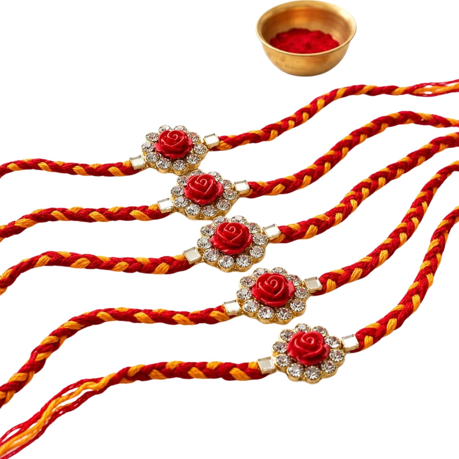Designer Rakhi for Brother | Braided Thread Rakhii Combo Set | Traditional Raksha Bandhan Rakhis with Stone Work, Rudraksha &