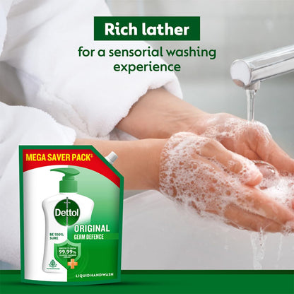 Dettol Liquid Handwash Refill, Original Hand Wash, 1350ml, Germ Defence Formula, Plant Derived Cleansers - back view