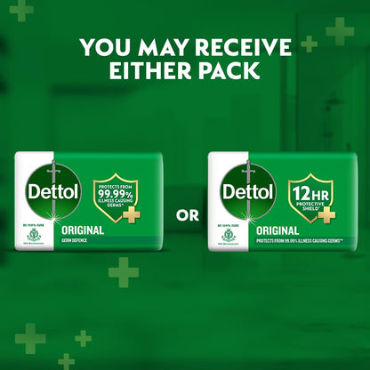 Dettol Original Bathing Soap Bar with Glycerin and Naturally Derived Ingredients, 100g (Pack of 4), Solid Cleansing Soap - fr