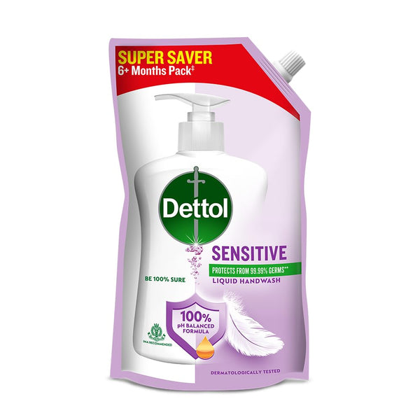 Dettol Sensitive Liquid Hand Wash Refill, pH Balanced, TTC & Triclosan Free, Dermatologically Tested, 1 Count, Unisex