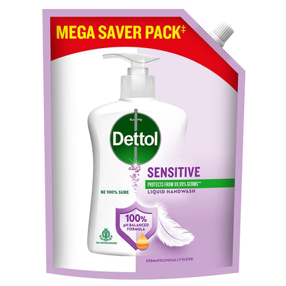 Dettol Sensitive Liquid Hand Wash Refill, pH Balanced, TTC & Triclosan Free, Dermatologically Tested, 1 Count, Unisex (10)