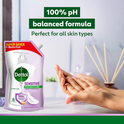 Dettol Sensitive Liquid Hand Wash Refill, pH Balanced, TTC & Triclosan Free, Dermatologically Tested, 1 Count, Unisex - back