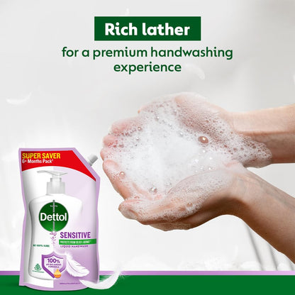 Dettol Sensitive Liquid Hand Wash Refill, pH Balanced, TTC & Triclosan Free, Dermatologically Tested, 1 Count, Unisex - packa
