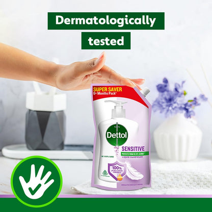 Dettol Sensitive Liquid Hand Wash Refill, pH Balanced, TTC & Triclosan Free, Dermatologically Tested, 1 Count, Unisex - label