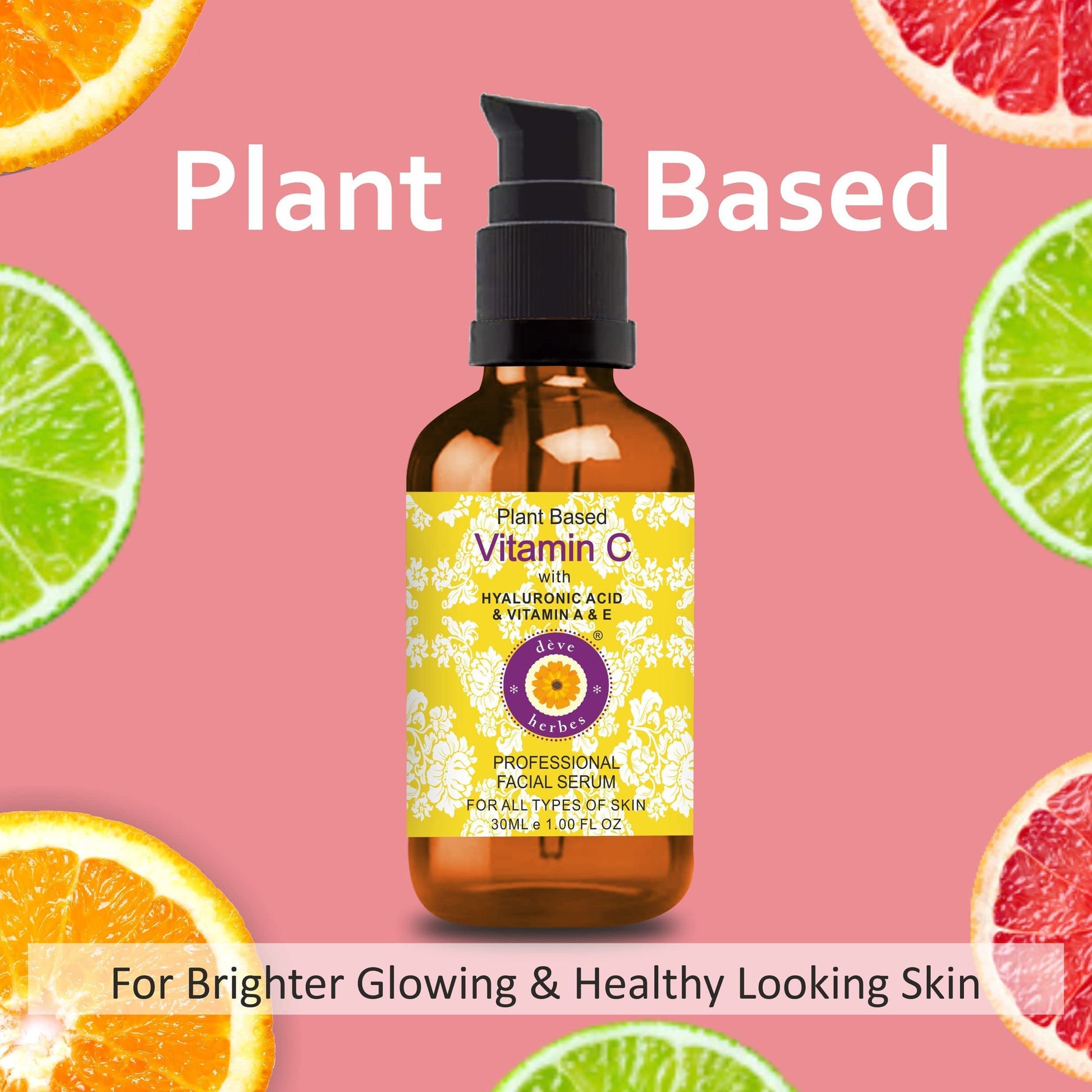 Deve Herbes Plant Based Vitamin C Face Serum with Hyaluronic Acid and Vitamins A & E, 30ml with Vitamin E Oil 10ml - ingredie