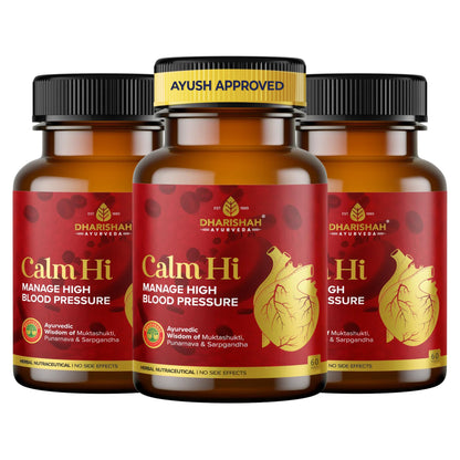 Dharishah Ayurveda Calm Hi Tablets, 180 Count, Herbal Supplement with Arjun Chaal, Amla and Garlic, Vegetarian Formula