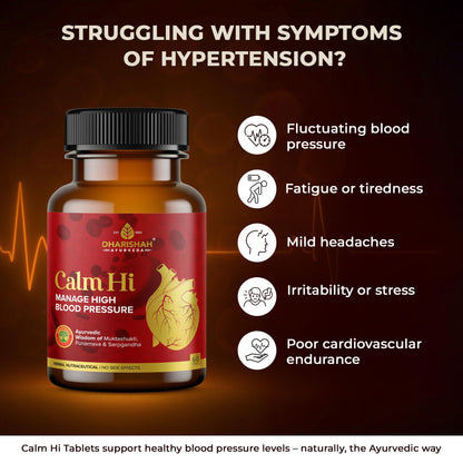 Dharishah Ayurveda Calm Hi Tablets, 180 Count, Herbal Supplement with Arjun Chaal, Amla and Garlic, Vegetarian Formula - fron