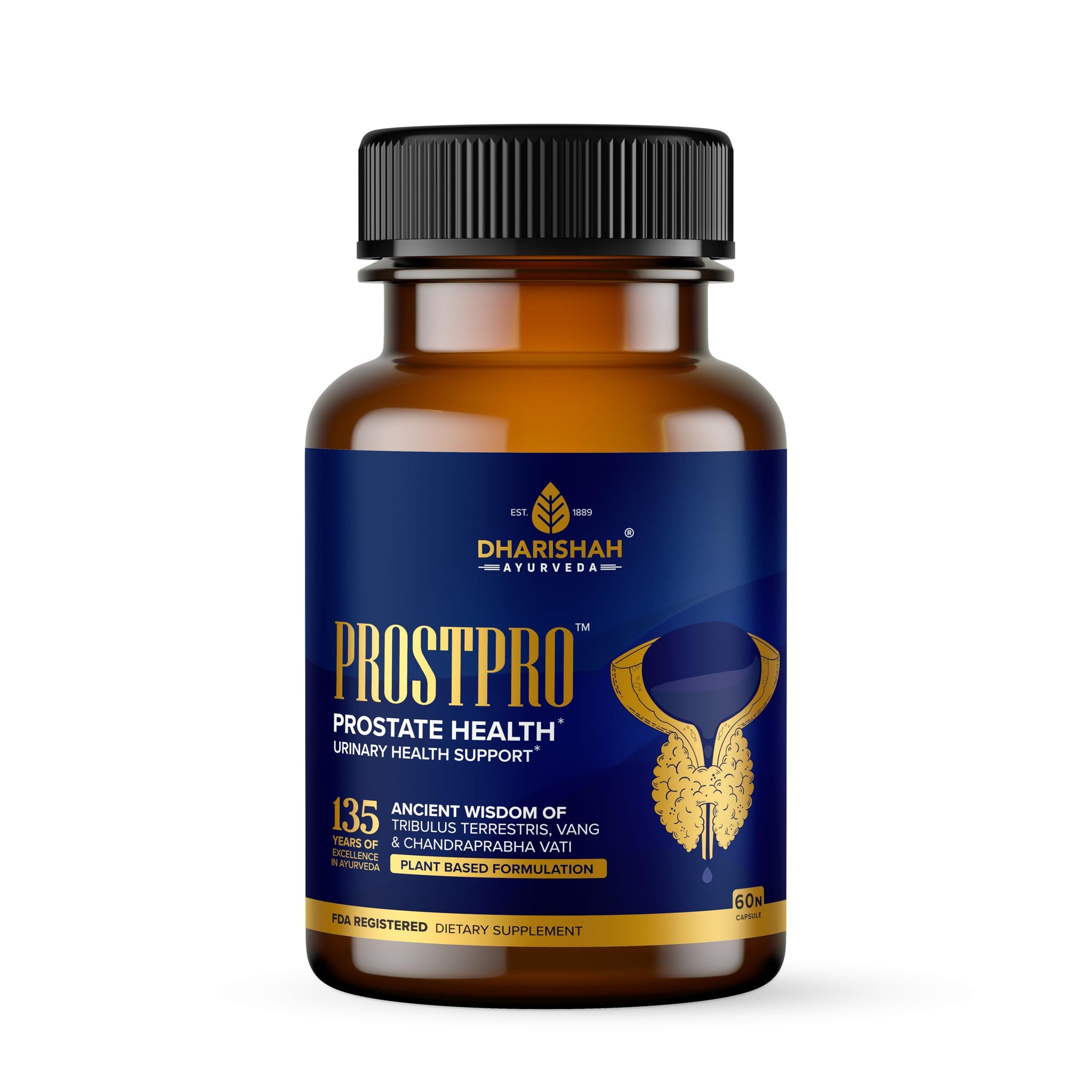 Dharishah Ayurveda ProstPro Herbal Supplement Capsules, Vegetarian, Gluten Free, GMP & AYUSH Certified - packaging