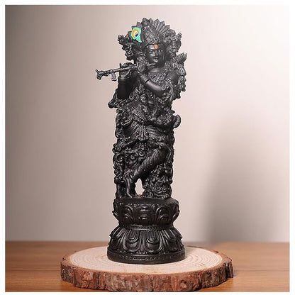 DHARVIK CRAFT HUB Lord Krishna Idol, Marble Finish Resin Figurine, 300g, for Car Dashboard & Home Decor - back view