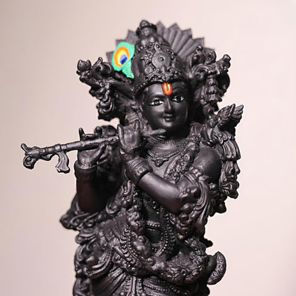 DHARVIK CRAFT HUB Lord Krishna Idol, Marble Finish Resin Figurine, 300g, for Car Dashboard & Home Decor - label detail