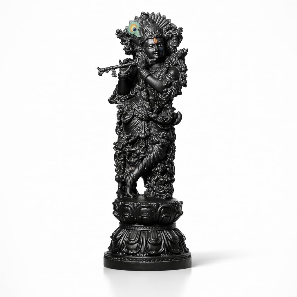 DHARVIK CRAFT HUB Lord Krishna Idol, Marble Finish Resin Figurine, 300g, for Car Dashboard & Home Decor - ingredients panel
