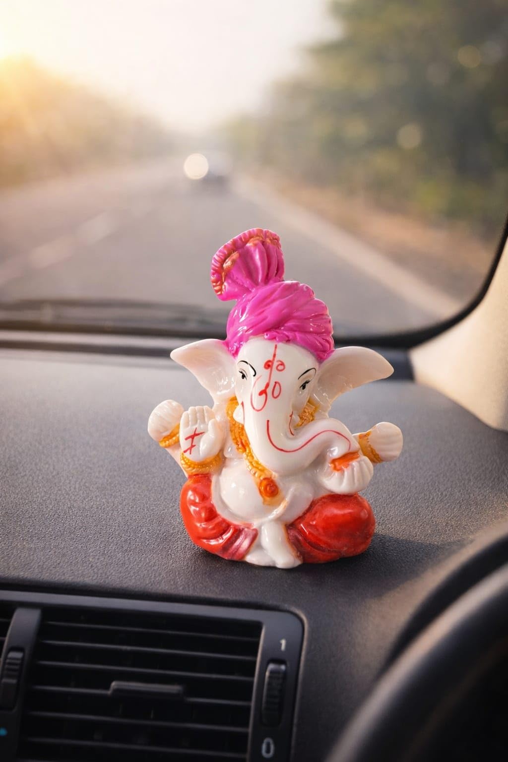 Dhundad Market Lord Ganesha Idol, 4 Inch, Marble Finish, Pink & White - Car Dashboard Decor Figurine - ingredients panel