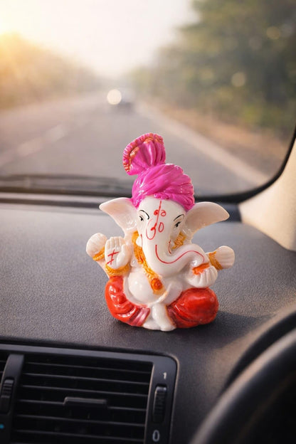 Dhundad Market Lord Ganesha Idol, 4 Inch, Marble Finish, Pink & White - Car Dashboard Decor Figurine - ingredients panel