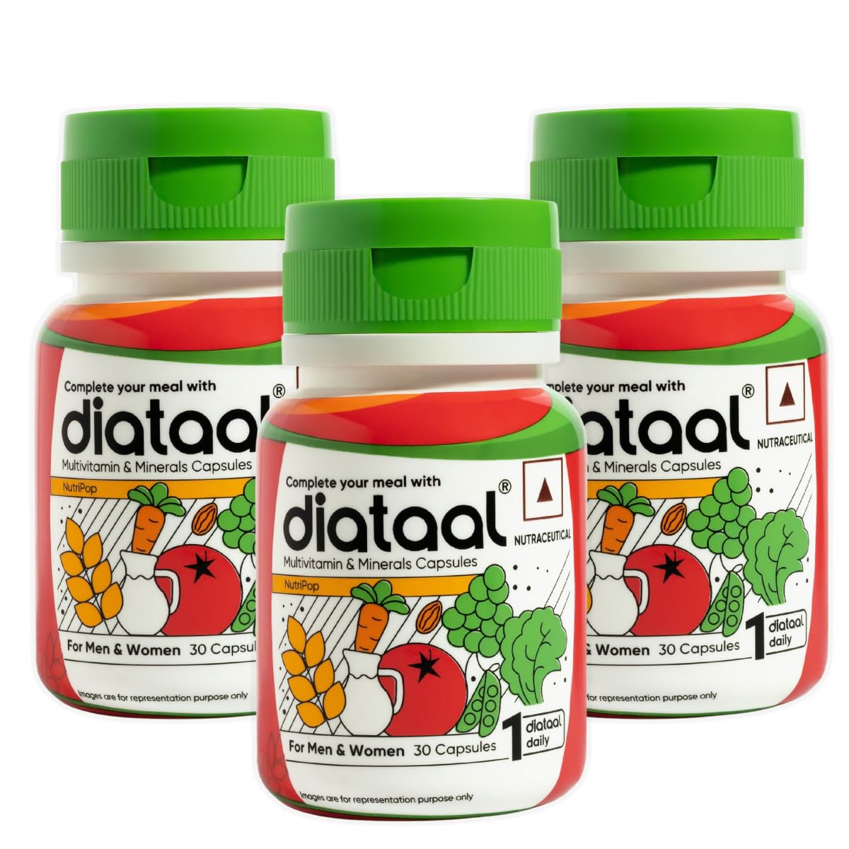 Diataal Multivitamin Supplement with Biotin B12 Niacin Zinc Folic Acid, 30 Capsules, Adult (10)