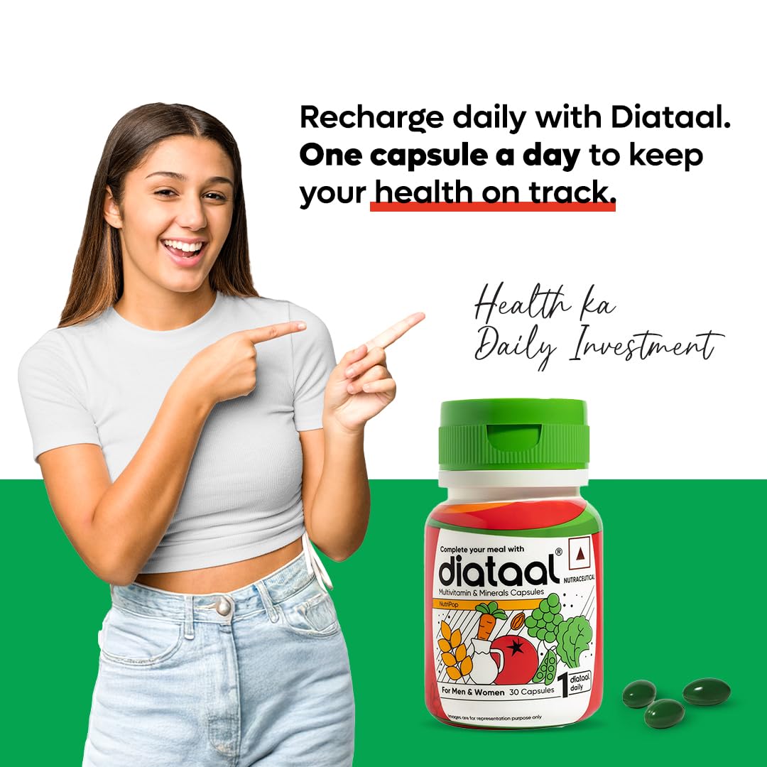 Diataal Multivitamin Supplement with Biotin B12 Niacin Zinc Folic Acid, 30 Capsules, Adult - ingredients panel (9)