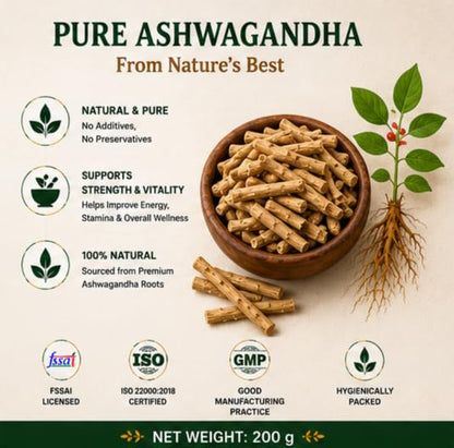 Dirghaanshi Ashwagandha Root (Asgandh Nagori, Withania Somnifera) Raw Herb, 100g - label detail (10)