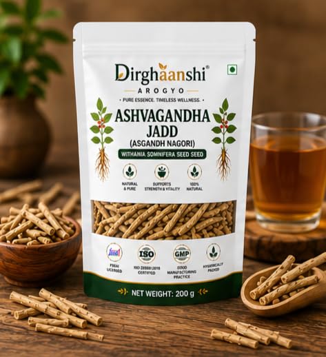 Dirghaanshi Ashwagandha Root (Asgandh Nagori, Withania Somnifera) Raw Herb, 100g - packaging (9)