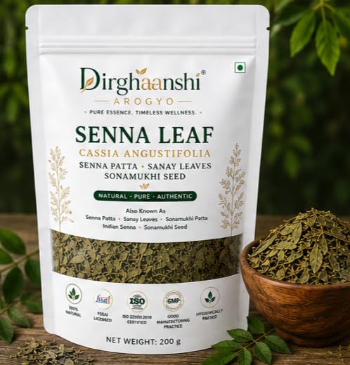 Dirghaanshi Ashwagandha Root Raw Herb 100g & Senna Leaves 200g Herbal Combo - back view